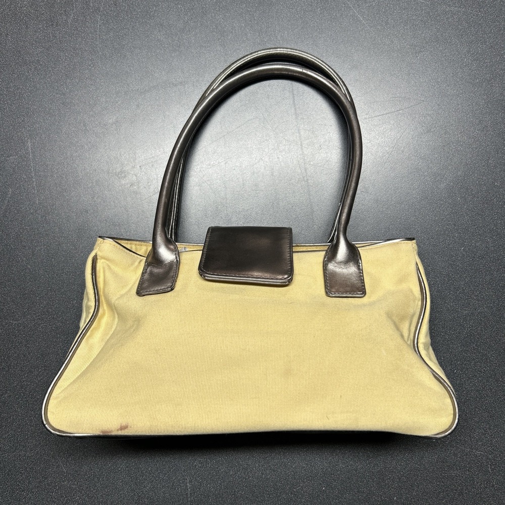Victoria's Secret Yellow Canvas Metallic Silver Trim Shoulder Bag Y2K Vintage